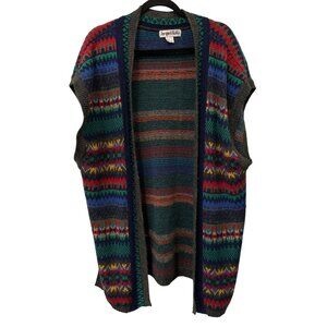 Vintage Jacque and Koko Cardigan Sweater Vest Size 22/24 Open Front Multicolor